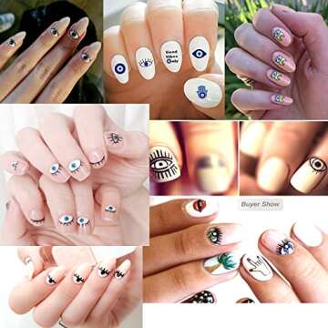 9 Sheets Evil Eye Nail Stickers for Nail Art, 3D Self-Adhesive Witch Nail Decals DIY Nail Art Supplies for Nail Decorations Designer Pegatinas para Uñas with Eyes Pattern Nails Designs Accessories