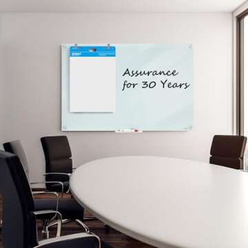 Glass Whiteboard Dry Erase Board - TANKEE Magnetic Glass White Board 36 x 24 Inches, Modern Large Frameless Tempered Glass Board for Wall, Office, Home, Shops Decor, with Marker Tray, 3' x 2'