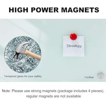 Glass Whiteboard Dry Erase Board - TANKEE Magnetic Glass White Board 36 x 24 Inches, Modern Large Frameless Tempered Glass Board for Wall, Office, Home, Shops Decor, with Marker Tray, 3' x 2'