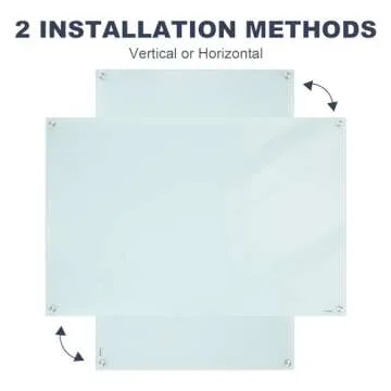 Glass Whiteboard Dry Erase Board - TANKEE Magnetic Glass White Board 36 x 24 Inches, Modern Large Frameless Tempered Glass Board for Wall, Office, Home, Shops Decor, with Marker Tray, 3' x 2'