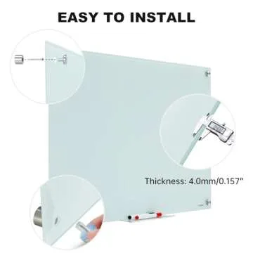Glass Whiteboard Dry Erase Board - TANKEE Magnetic Glass White Board 36 x 24 Inches, Modern Large Frameless Tempered Glass Board for Wall, Office, Home, Shops Decor, with Marker Tray, 3' x 2'