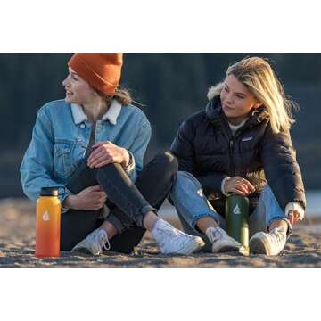 HYDRO CELL Stainless Steel Insulated Water Bottle with Straw - For Cold & Hot Drinks - Metal Vacuum Flask with Screw Cap and Modern Leakproof Sport Thermos for Kids & Adults (Red/Orange 40oz)