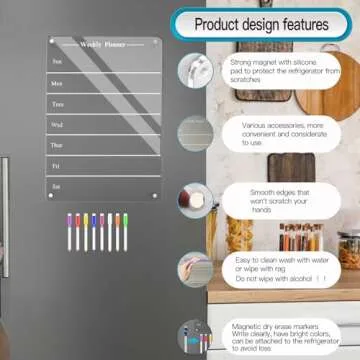 Weekly Acrylic Meal Planner Board for Fridge