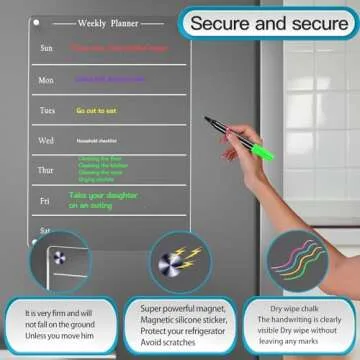 Weekly Acrylic Meal Planner Board for Fridge