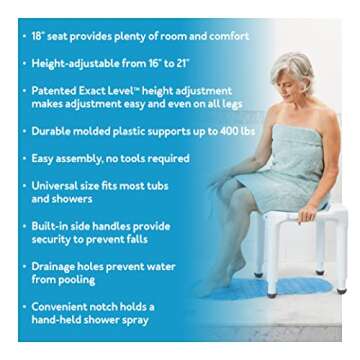 Carex Universal Bath Seat and Shower Chair - Safe, Adjustable & Heavy Duty