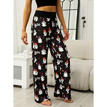 Womens Halloween Pajamas Pants Ladies Pumpkins Ghost Pajama Cute Soft Long Bottoms Women Pjs Pj Jammies Gift