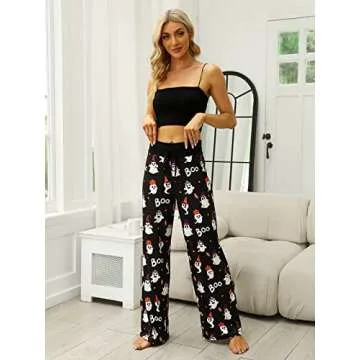 Womens Halloween Pajamas Pants Ladies Pumpkins Ghost Pajama Cute Soft Long Bottoms Women Pjs Pj Jammies Gift