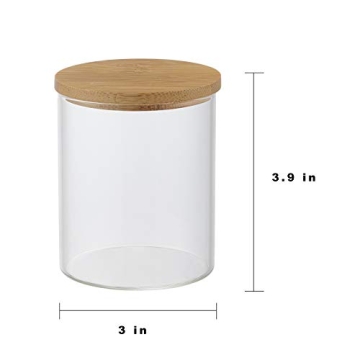 INIUNIK Glass Qtip Holder with Bamboo Tray for Bathroom Organization