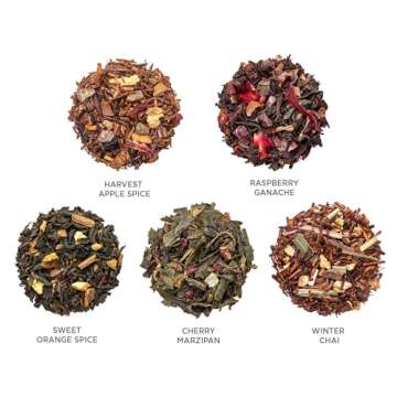 Tea Forte Warming Joy Gift Set, Holiday Spice Tea Sampler with 20 Pyramid Tea Infusers in Presentation Gift Box, Organic Tea Bags Variety Pack