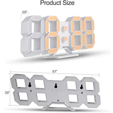 COVERY Digital Wall 3D Clock, Led Desk Clocks, 10 '' Large Number for Bedroom, Living Room, Home and Office - Alarm, Snooze, Temperature, Remote, Nightlight, Auto Light Brightness