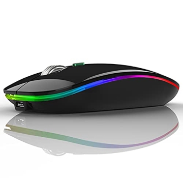 Uiosmuph LED Wireless Silent Mouse, G12 Slim Rechargeable, 2.4G Portable Optical Computer Mice with ...