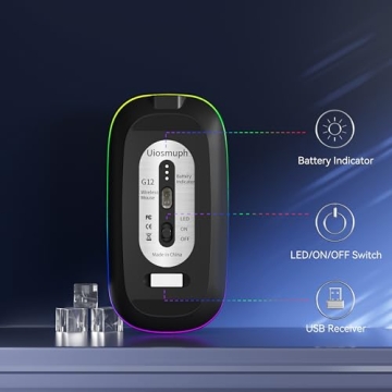 Uiosmuph LED Rechargeable Wireless Mouse for All Users
