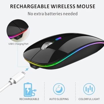 Uiosmuph LED Rechargeable Wireless Mouse for All Users