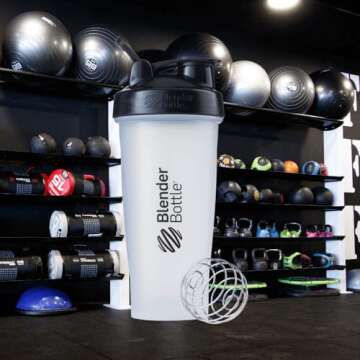 BlenderBottle Classic Shaker Bottle Perfect for Protein Shakes and Pre Workout, 28-Ounce, Clear/Blac...