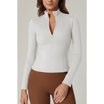 QINSEN Women's Half Zip Crop Top for Workout and Daily Wear