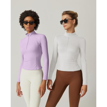 QINSEN Women's Half Zip Crop Top for Workout and Daily Wear