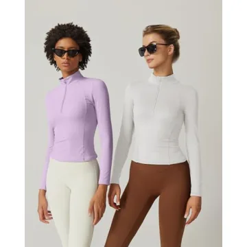 QINSEN Women's Half Zip Crop Top for Workout and Daily Wear