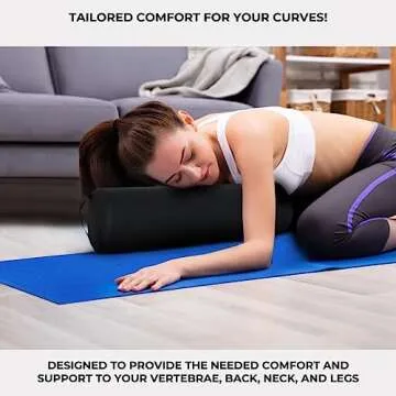 ForPro Full Round Bolster Pillow, Black, Oil and Stain-Resistant, for Massage and Yoga, 6” R x 26” L