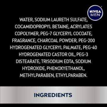 NIVEA MEN DEEP Active Clean Charcoal Body Wash, Exfoliating Body Wash for Men with Natural Charcoal, 3 Pack of 16.9 Fl Oz Bottles