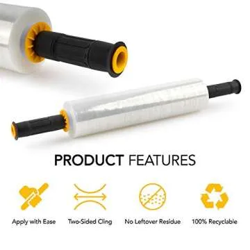 Modern Innovations 15 Inch Clear Stretch Wrap Roll with Handles (1 Roll-1000 Feet) Heavy Duty Shrink Wrap for Moving, Packing Supplies for Wrapping Furniture, Industrial Plastic Pallet Cling