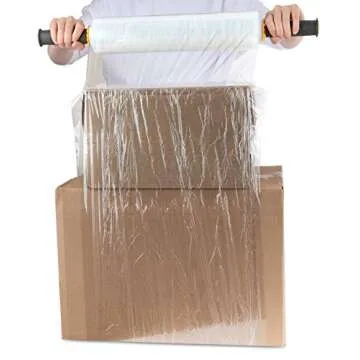 Modern Innovations 15 Inch Clear Stretch Wrap Roll with Handles (1 Roll-1000 Feet) Heavy Duty Shrink Wrap for Moving, Packing Supplies for Wrapping Furniture, Industrial Plastic Pallet Cling