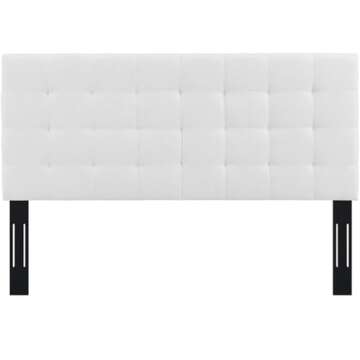 Modway Paisley Upholstered Tufted Linen Fabric Full / Queen Headboard Size in White