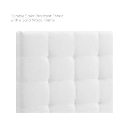 Modway Paisley Upholstered Tufted Linen Fabric Full / Queen Headboard Size in White