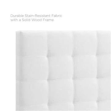 Modway Paisley Upholstered Tufted Linen Fabric Full / Queen Headboard Size in White