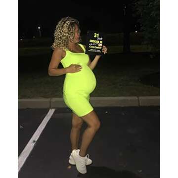 LAGSHIAN Women's Sexy Bodycon Tank Dress Sleeveless Basic Midi Club Dresses Fluorescent Green