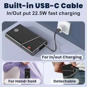 Portable 20000mAh Charger with Fast Charging Features