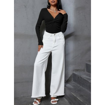 Women's Long Sleeve V Neck Shirts - Dokotoo