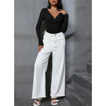 Women's Long Sleeve V Neck Shirts - Dokotoo