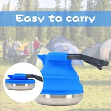 Collapsible Camping Kettle for Hiking Travel & Outdoors & Indoors 42 Ounce Capacity Blue/Green