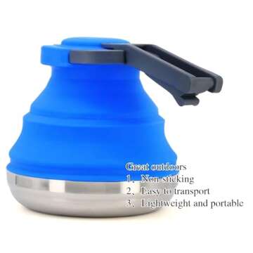 Collapsible Camping Kettle for Hiking Travel & Outdoors & Indoors 42 Ounce Capacity Blue/Green