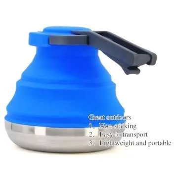 Collapsible Camping Kettle for Hiking Travel & Outdoors & Indoors 42 Ounce Capacity Blue/Green
