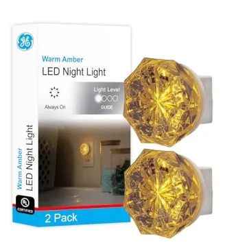 GE Jewel LED Night Light - Stylish Amber Design Plug-in for Soothing Illumination