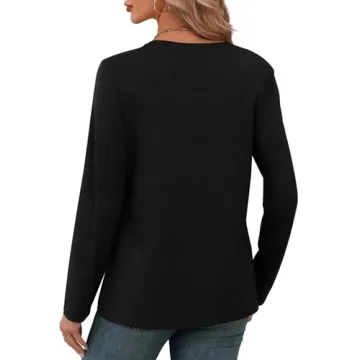 XIEERDUO Long Sleeve V Neck Shirts for Women Casual Fashion