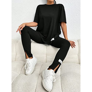 GORGLITTER Women's 2 Piece Letter Patched Outfit Set