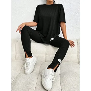 GORGLITTER Women's 2 Piece Letter Patched Outfit Set