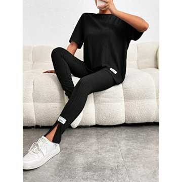 GORGLITTER Women's 2 Piece Letter Patched Outfit Set