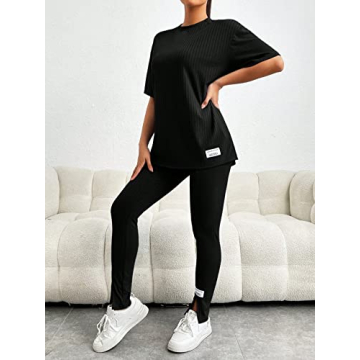 GORGLITTER Women's 2 Piece Letter Patched Outfit Set