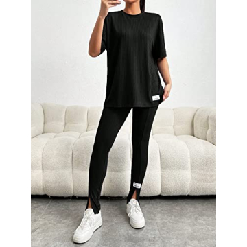 GORGLITTER Women's 2 Piece Letter Patched Outfit Set