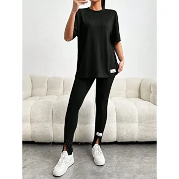 GORGLITTER Women's 2 Piece Letter Patched Outfit Set