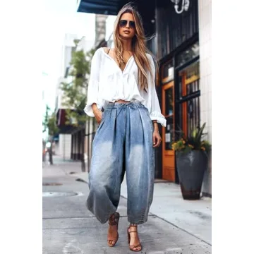 UQJE Women's Stylish Wide Leg Denim Jeans - Comfort & Style