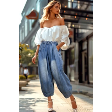 UQJE Women's Stylish Wide Leg Denim Jeans - Comfort & Style