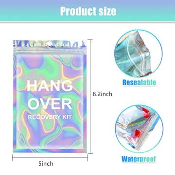 Fcuadro Hangover Kit Bags 20Pcs Holographic Hang Over Recovery Bags Bachelorette Party Supplies Gift...