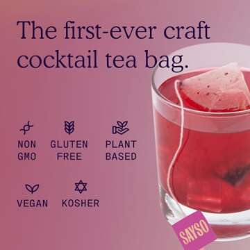 SAYSO: Skinny Hibiscus Cosmo Craft Cocktail Tea Bag | Enjoy an Instant Cosmopolitan or Mocktail in U...