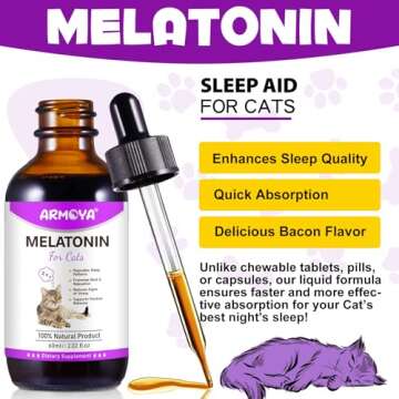 ARMOYA Cat Melatonin - Natural Sleep and Anxiety Relief for Cats