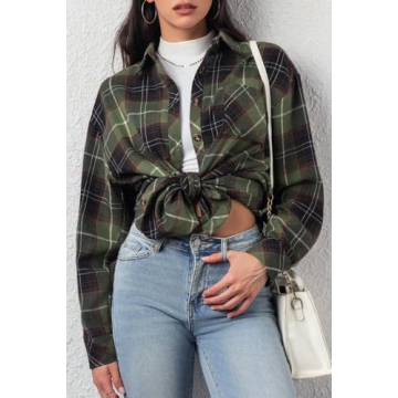 Plaid Flannel Shirt for Women - Button Down Casual