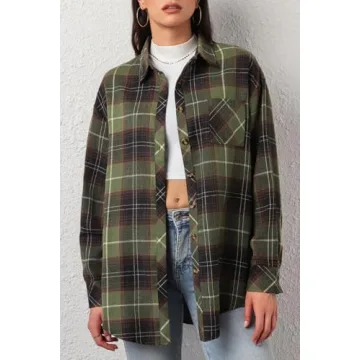 Plaid Flannel Shirt for Women - Button Down Casual